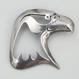 Fantastic Vintage Sterling Silver Eagle Head Pendant